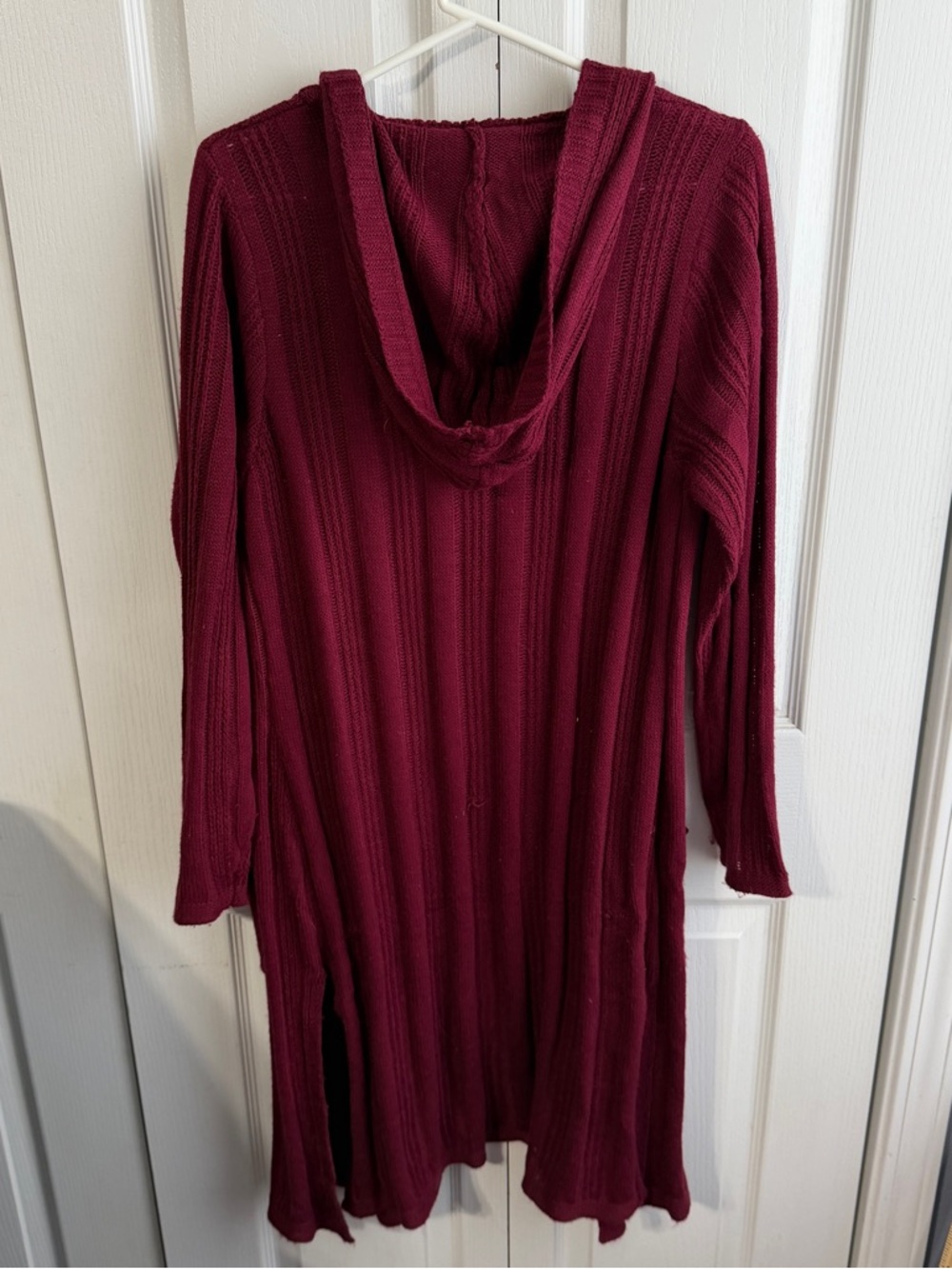 Faded Glory Merlot wine open front duster cardigan size large - Picture 5 of 7
